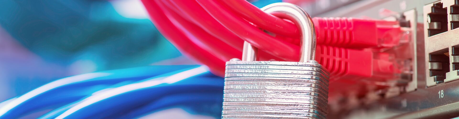 Patchkabel mit einem Schloss umschlossen